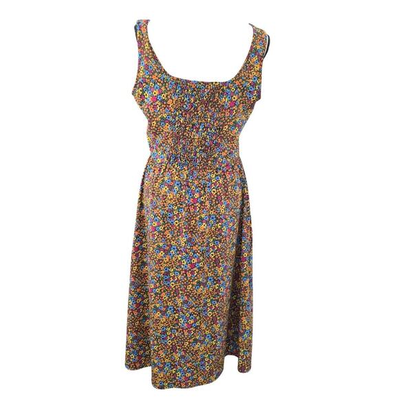 Toad&Co Sunkissed  Floral Midi Dress Sz M Square Neck Boho Sustainable Casual - Picture 3 of 9